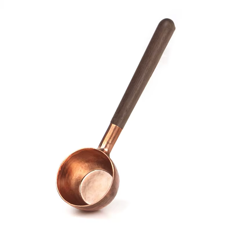 Cuillère-mesure pour grains de café, bois massif, cuivre, 10g