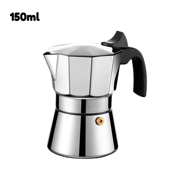 JUSTINLAU 150/300ML Cafetière Moka Octogonale Classique en Acier Inoxydable, Pot à Expresso Italien 