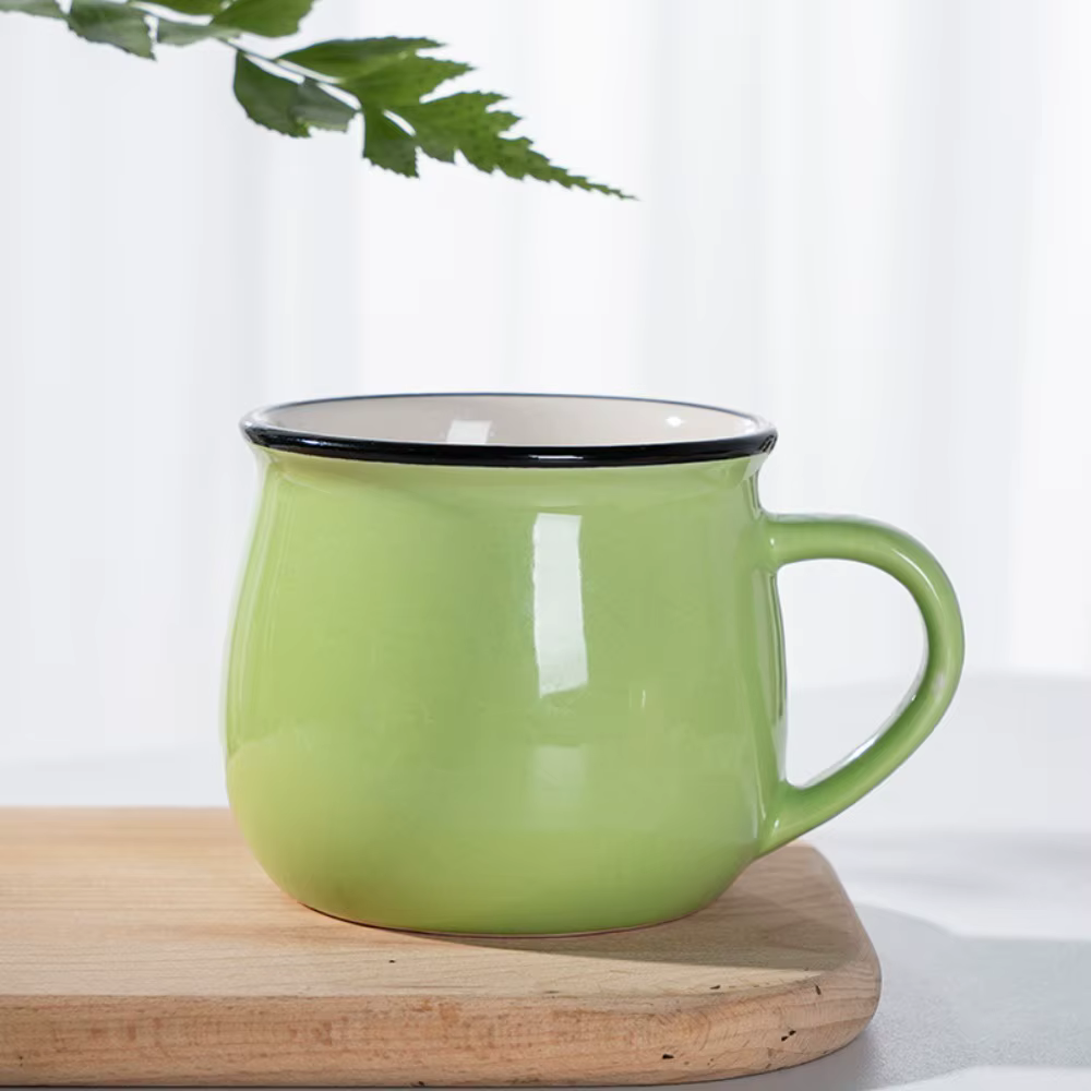 Tasse à lait en céramique nordique mignonne, tasse à café Vintage de couleur unie, tasse à thé 300/4
