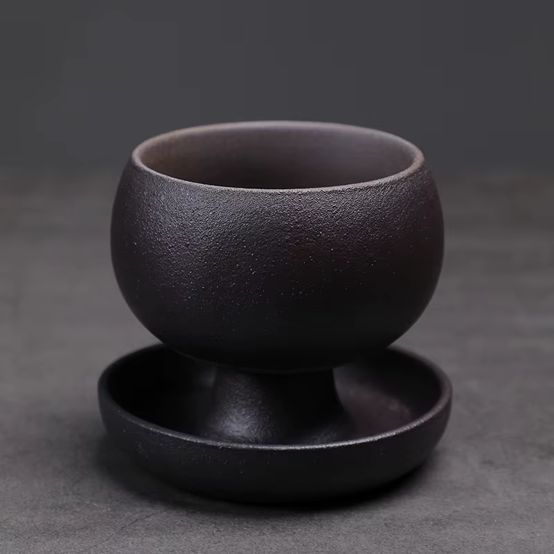 Petite tasse à café ronde en céramique créative avec soucoupe 5oz 150ml tasse à café de thé rétro
