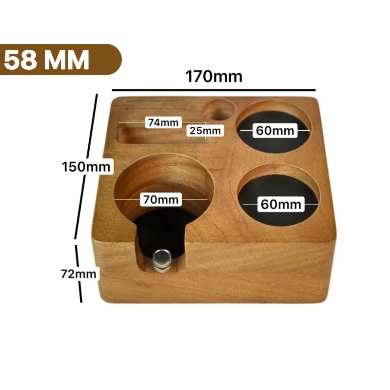 Station de bourrage pour expresso 51/54/58mm, support de doseur de café en bois carré réglable, acce