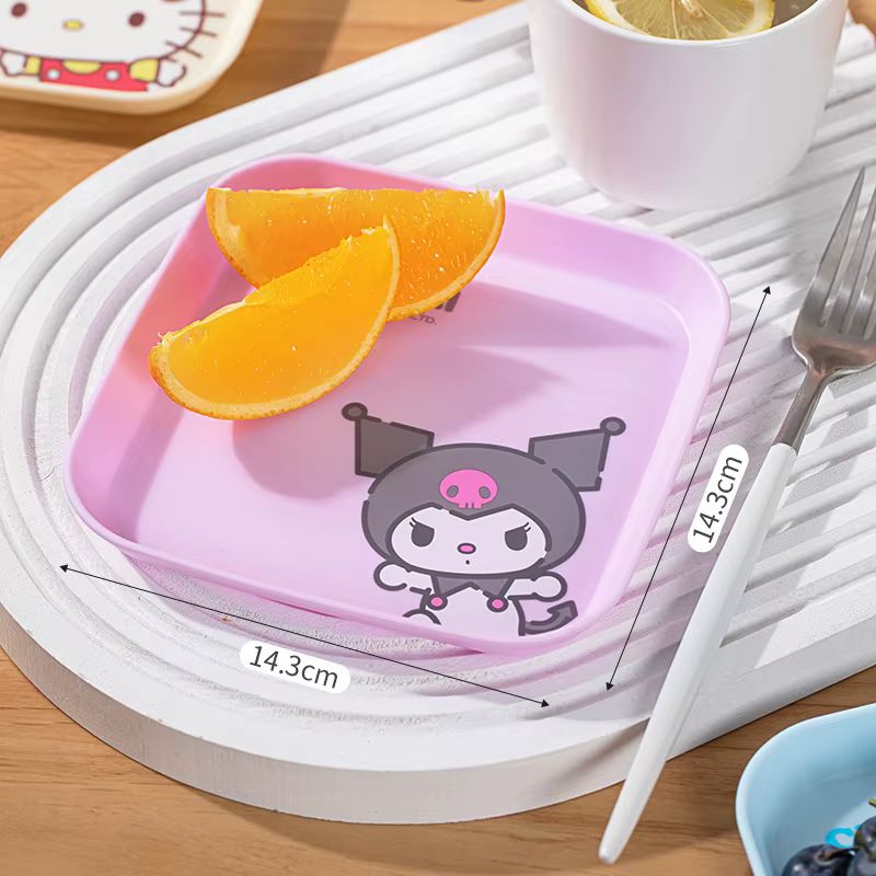 Assiette à os Hello Kitty Kuromi, Assiette à os à thème dessin animé, Assiette à fruits, Corbeille à
