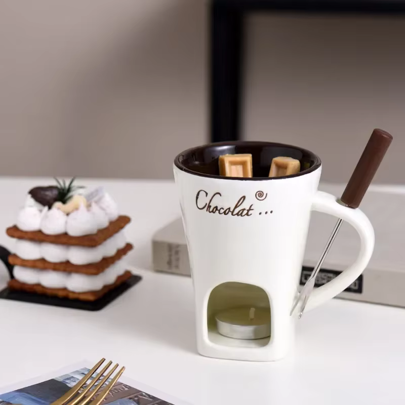 Tasse à bougie européenne de 130ML, tasse en céramique pour fondre le fromage et le chocolat, tasse 