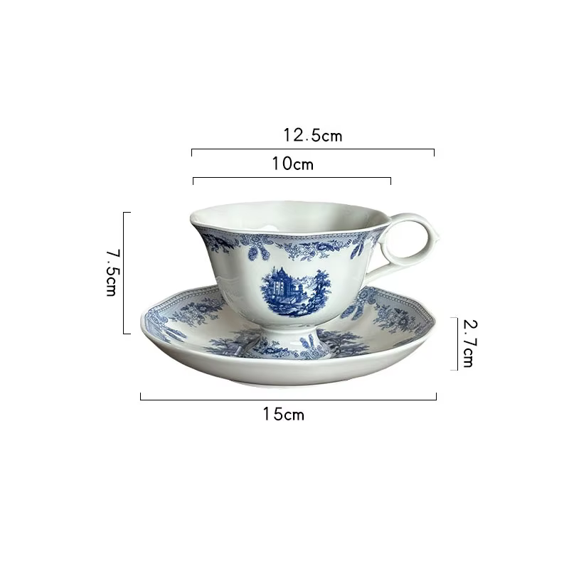 Tasses à café en céramique rétro français, assiettes légères de luxe pour la maison, café, tasse d'e