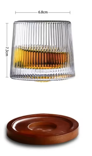 Verre à whisky rotatif créatif et original, accessoires de bar, verre à vin vintage avec base en boi
