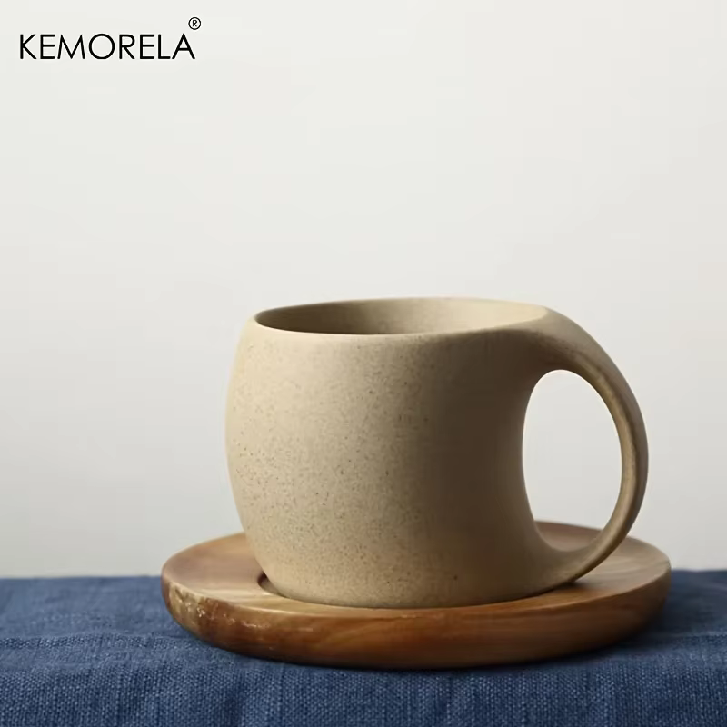 KEMORELA 220ml tasse à café en céramique et soucoupe ensemble tasse d'eau Simple pour le petit déjeu