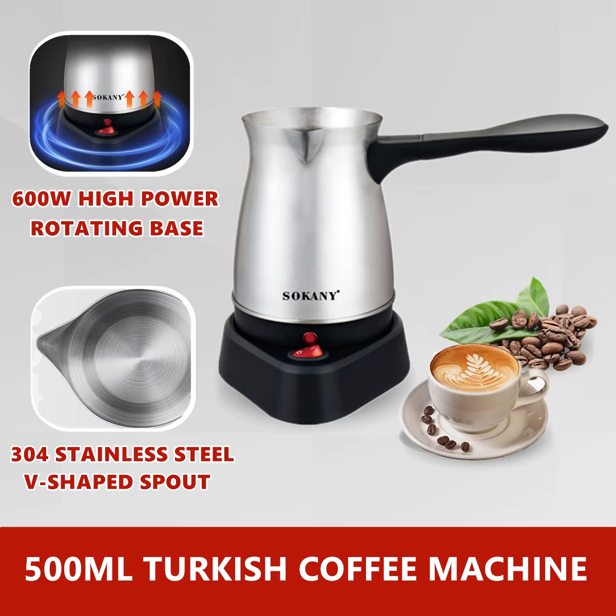 Cafetière portable turque pour la maison et le bureau, pot de moka italien, café, thé, lait, cuisini