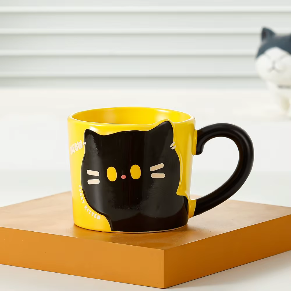 Tasse à café motif chat, style créatif, design mignon, tasse à café en céramique, dessin animé japon
