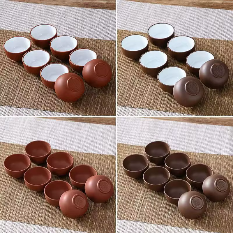 8 pièces/ensemble Yixing tasse à thé en argile violette faite à la main authentique bol à thé Dahong