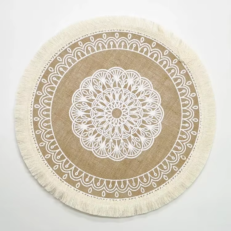 Napperon Rond Antidérapant en Jute pour Table à Manger, Accessoires de Décoration de Cuisine, pour C