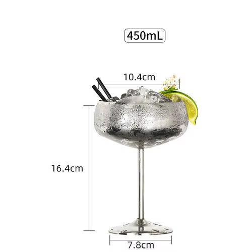 Aixiangru verre à vin à large bouche verres à Cocktail en acier inoxydable plat à Champagne en métal