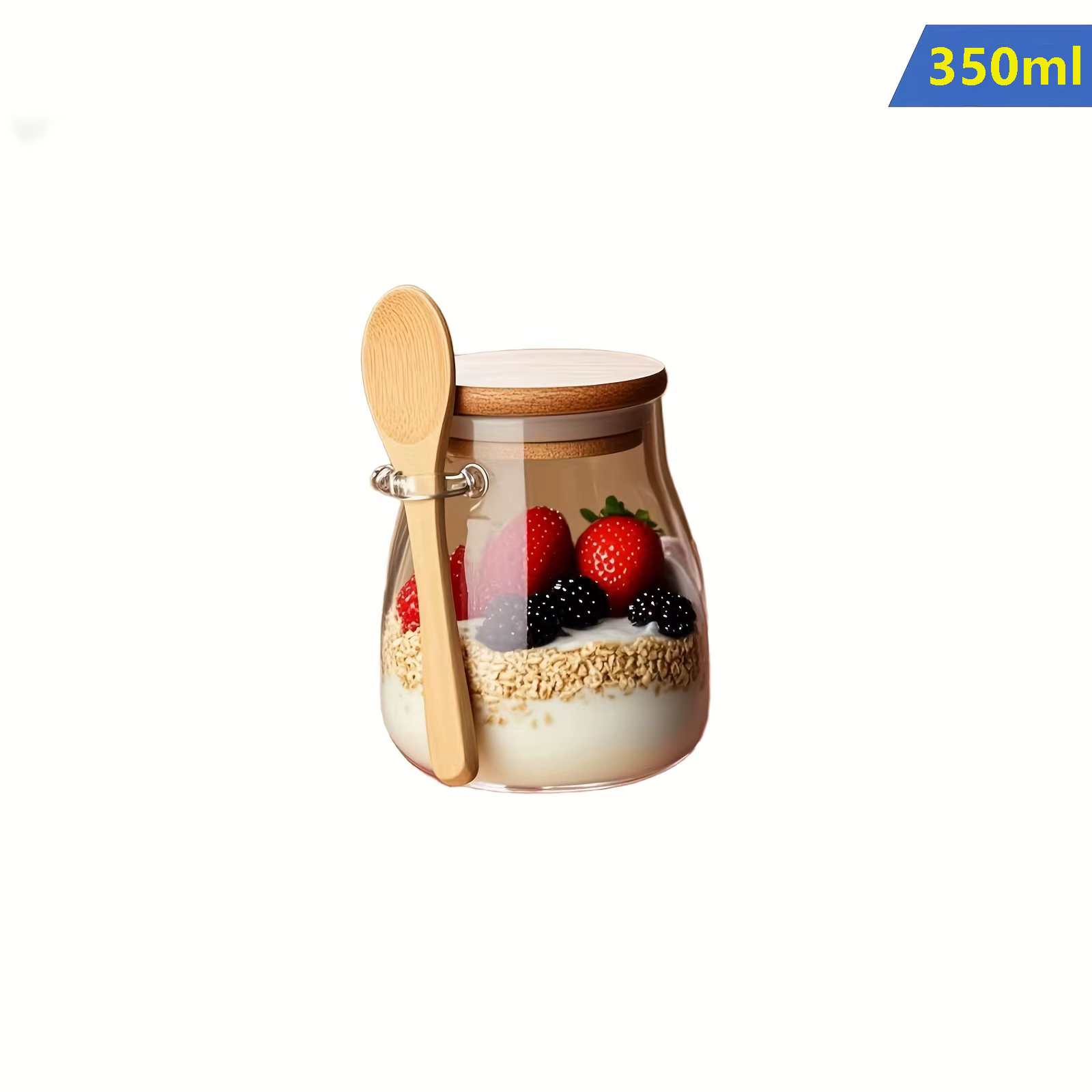 Pot en verre scellé à la mode avec cuillère et couvercle, pot à épices transparent, petit récipient