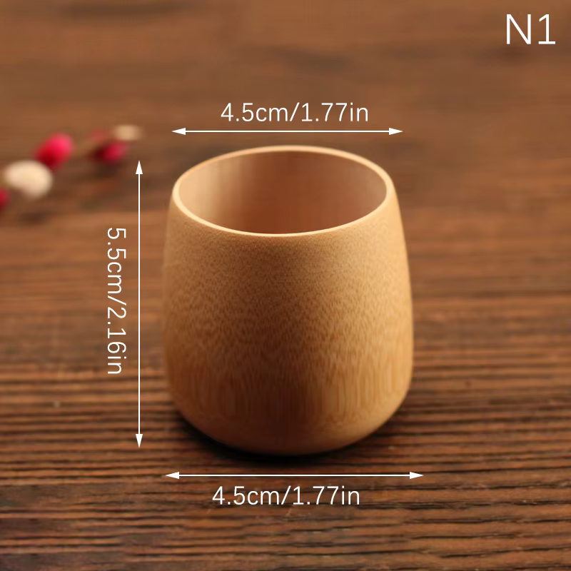Tasse en bambou naturelle sculptée, style japonais, pour boire du thé, de la bière, du café, du jus,