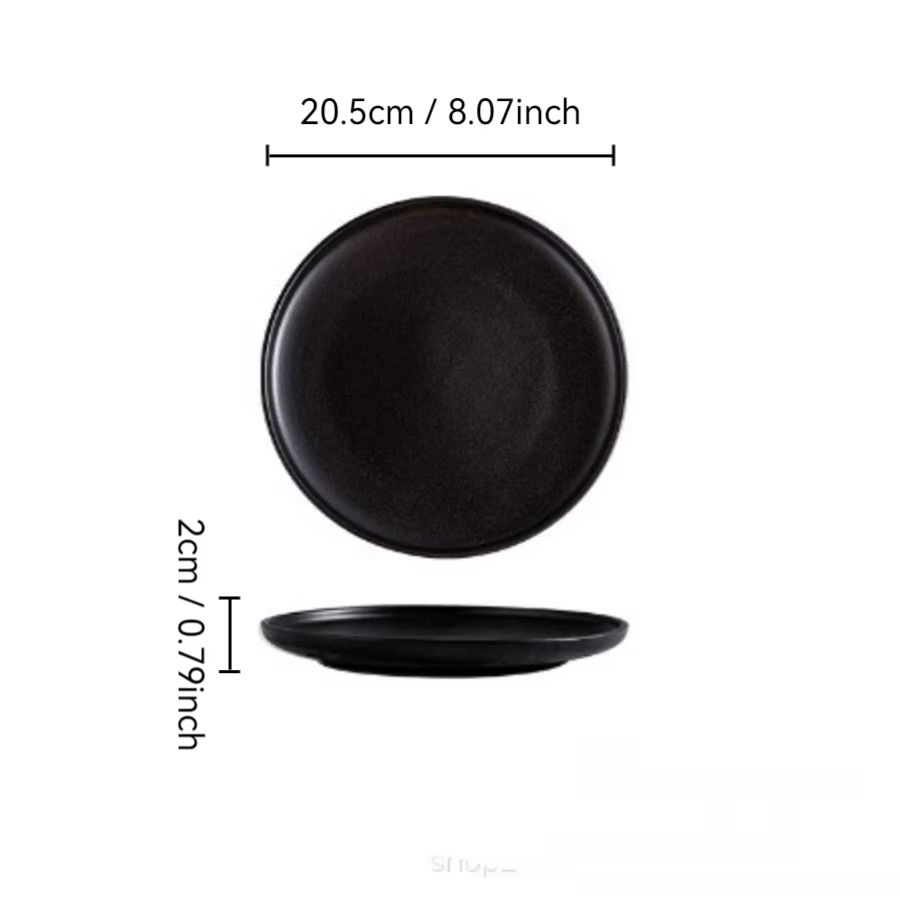 Ensemble d'assiettes noires en céramique pour la maison, vaisselle de style japonais, décoration de