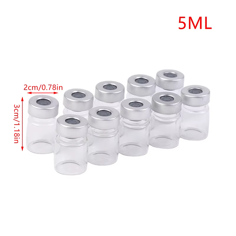 Flacons d'ÉchdébordScellés en Verre Transparent avec Port d'Injection Auto-Guérison, 5/10/20ml, Paqu