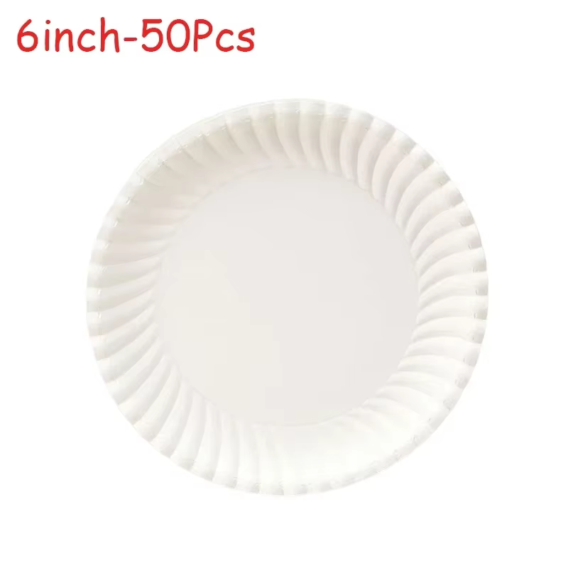 Assiettes rondes en papier jetables de 6 pouces, 50/100 pièces, plateau de collation pour gâteaux, d