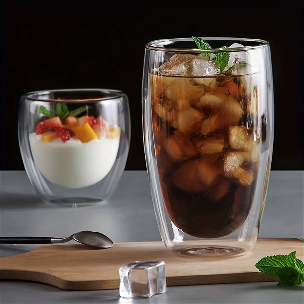 Tasses à expresso en verre transparent isolées à double paroi, 80/250/450ml, parfaites pour le thé,