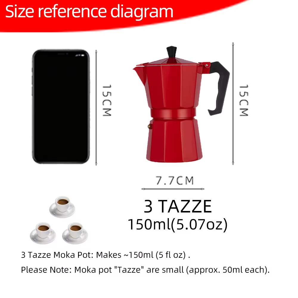 Cafetière Moka - Machine à café 3/6 tasses pour la préparation de café italien et cubain, cafetière