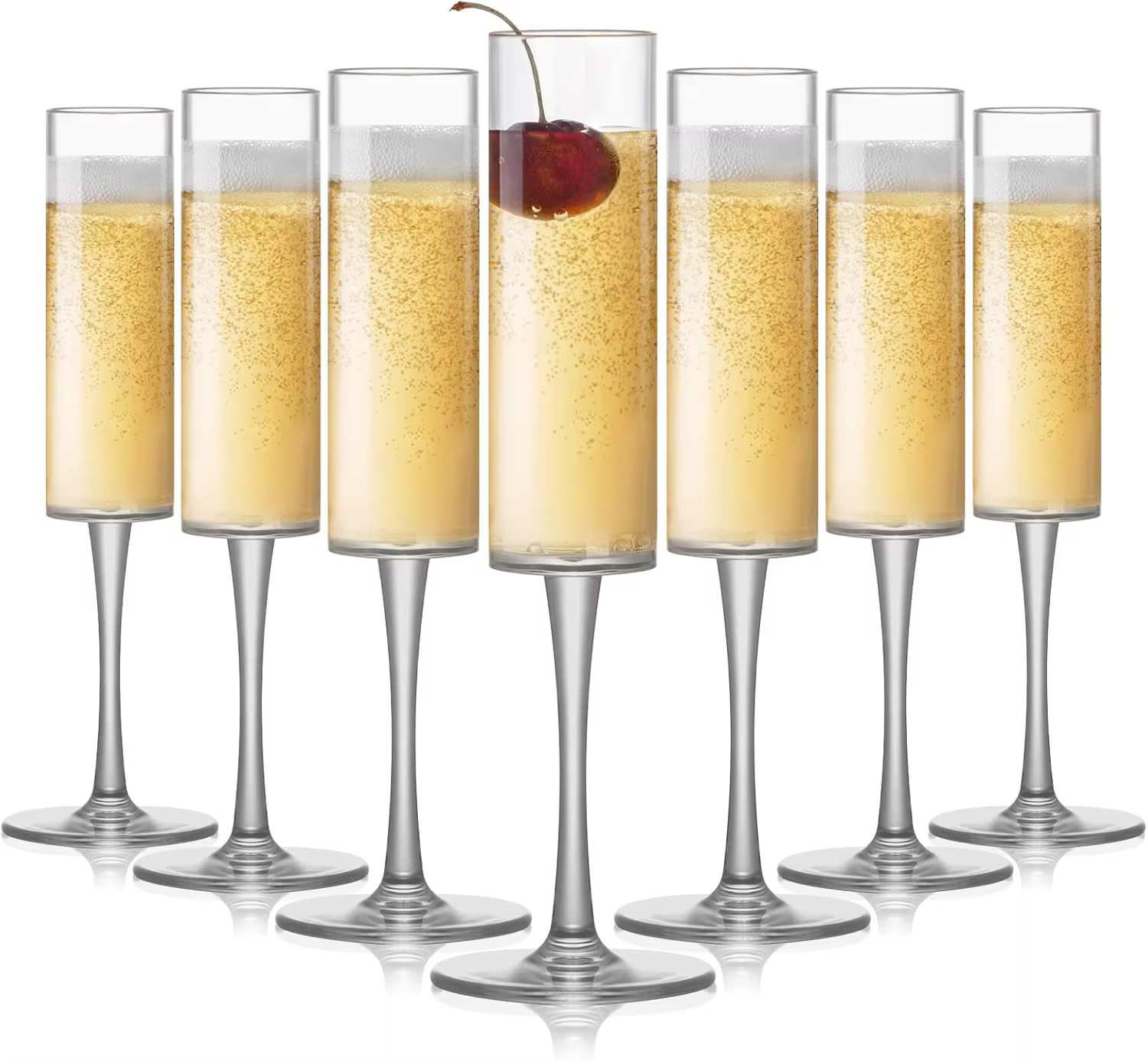Flûtes à Champagne en plastique de 6 à 24 pièces, verres à Champagne en acrylique de 5.4 OZ, coupes 