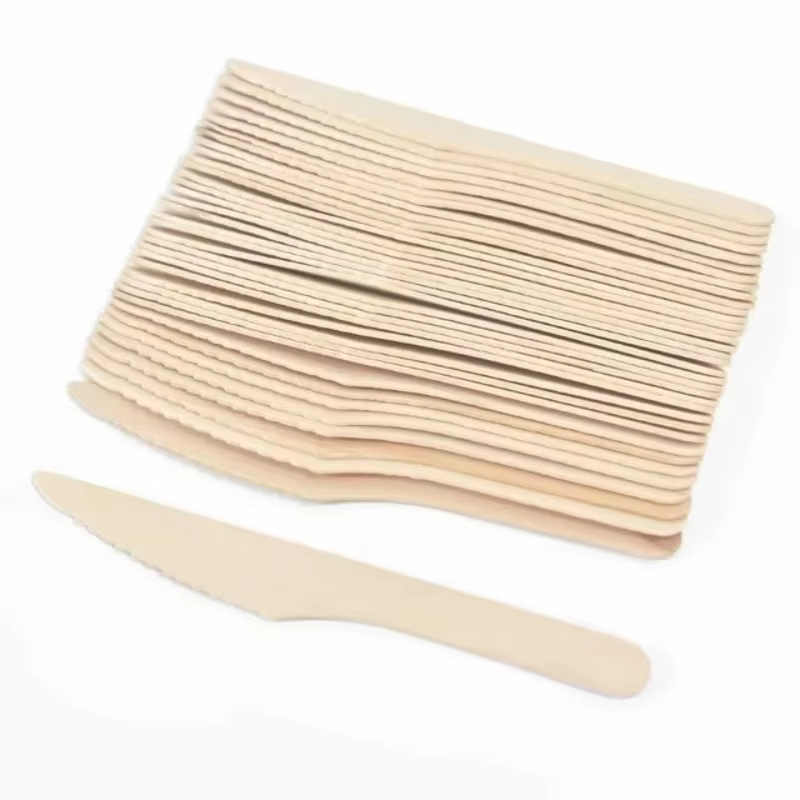 Couteaux en bois jetables, fourchettes, cuillères, couverts jetables, fêtes d'anniversaire, mariages