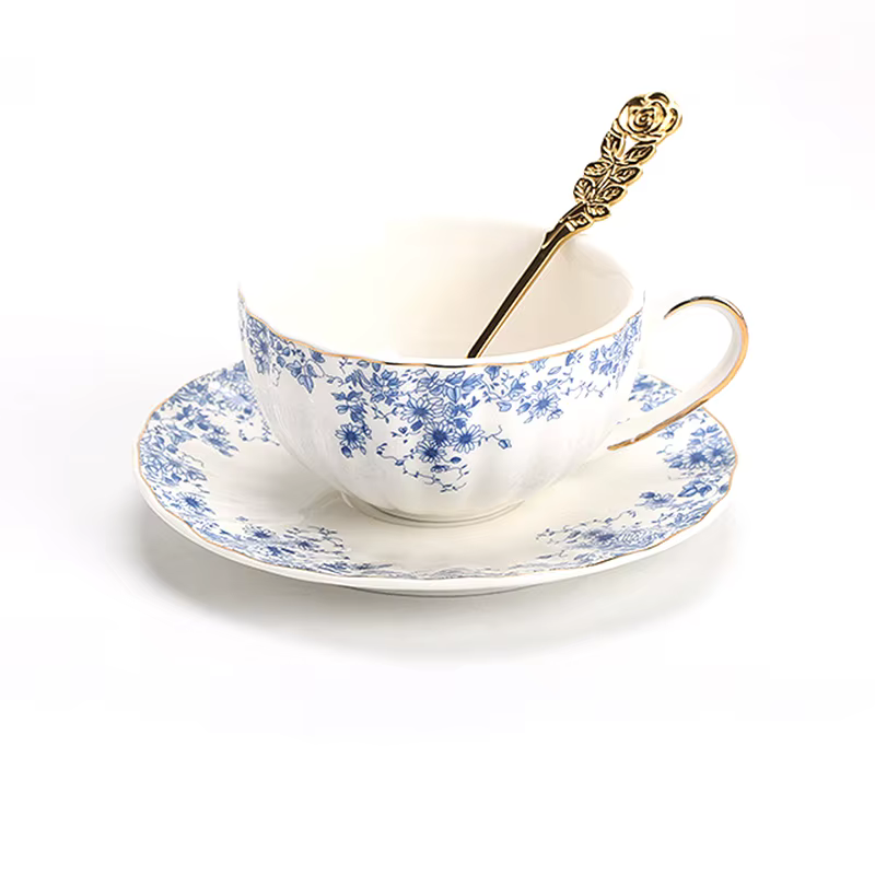Service à thé de l'après-midi, théière à fleurs, tasse à thé en verre chauffée, tasse à café et souc