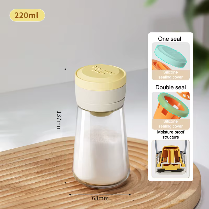 Distributeur de sel sans pression, récipient en verre pour sucre, boîte à épices de cuisine, contene