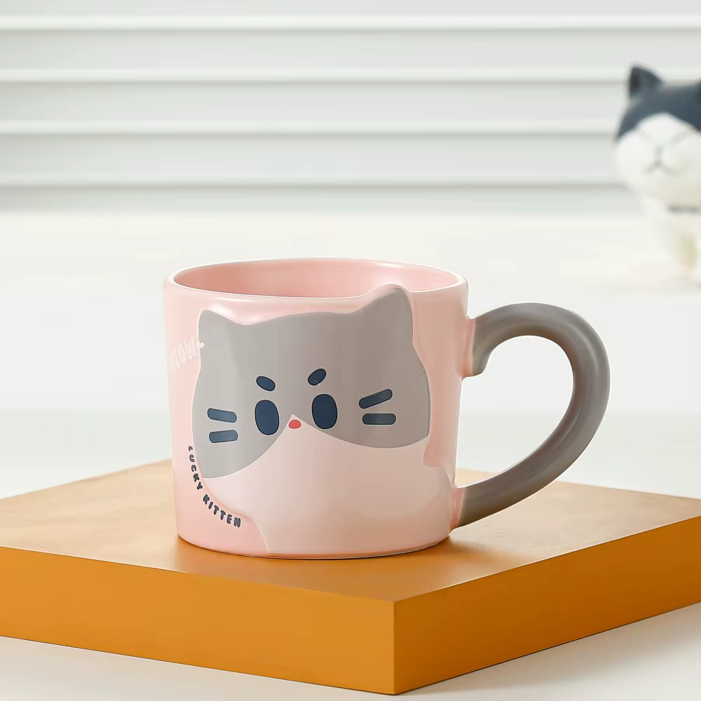 Tasse à café motif chat, design mignon, style créatif, tasse à café en céramique de style japonais, 