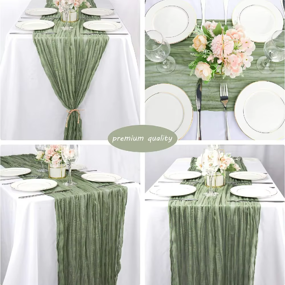 Chemin de Table en gaze style Boho, 10 pièces, 40x270cm, chemin de Table romantique pour mariage, ré