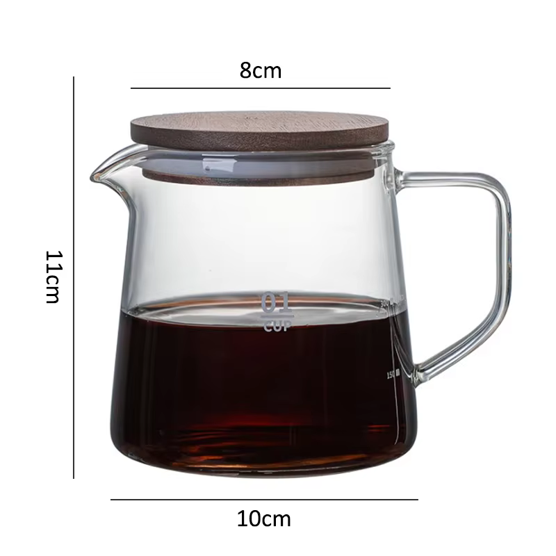 Serveur de café en verre avec échelle à points, pot de partage de café brassé, degré de chaleur, caf