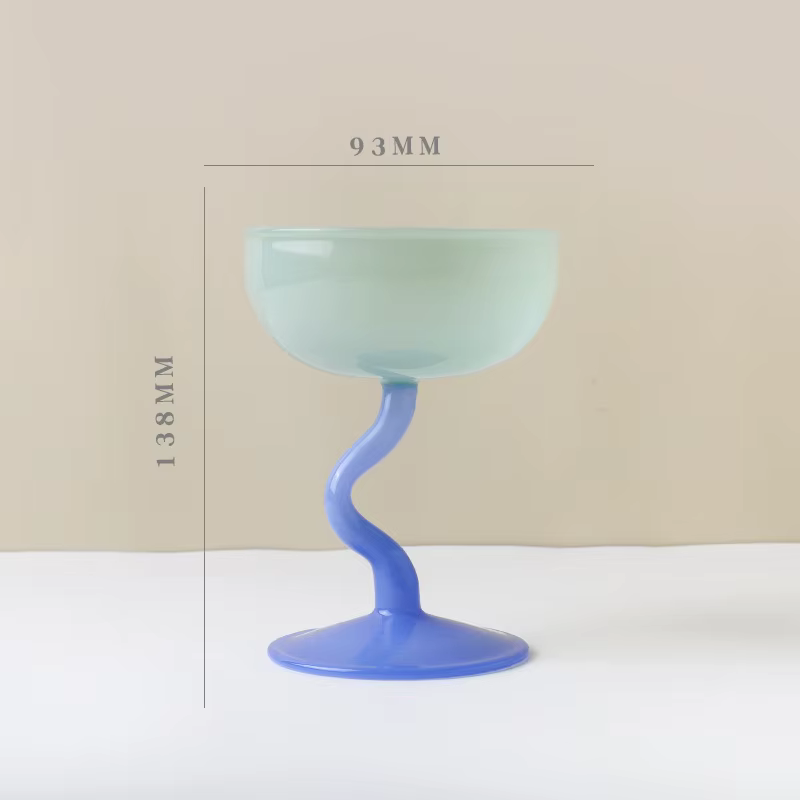 Bol rond gobelet Dessert tasse en verre tasse en forme de S tige bol de crème glacée tasse Milkshake