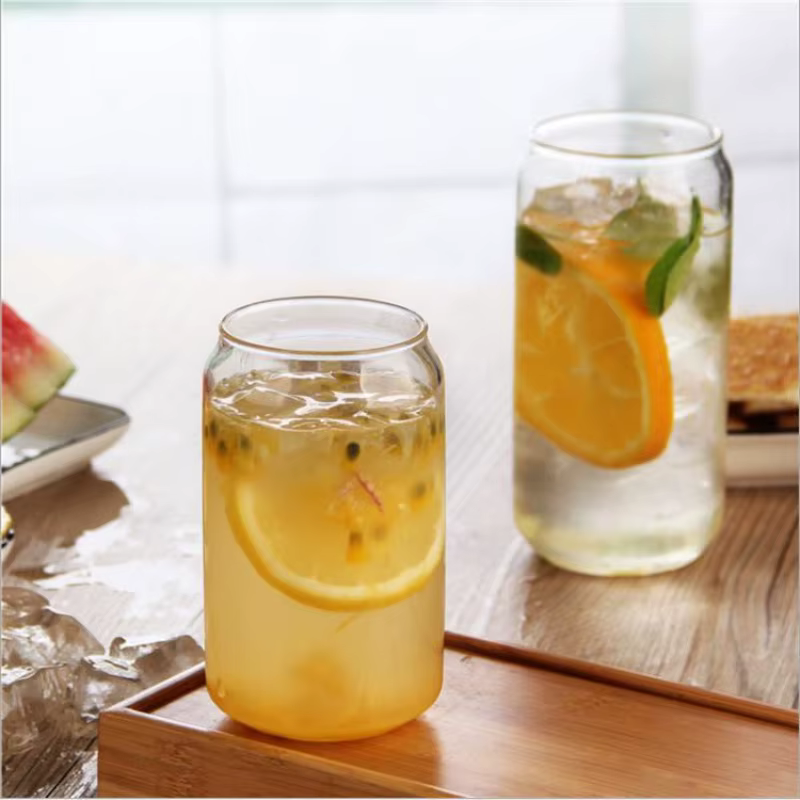 Tasse en Verre Réutilisable avec Paille Transparente, Canette à Bière, Lait, Café, Jus d'Eau, Access