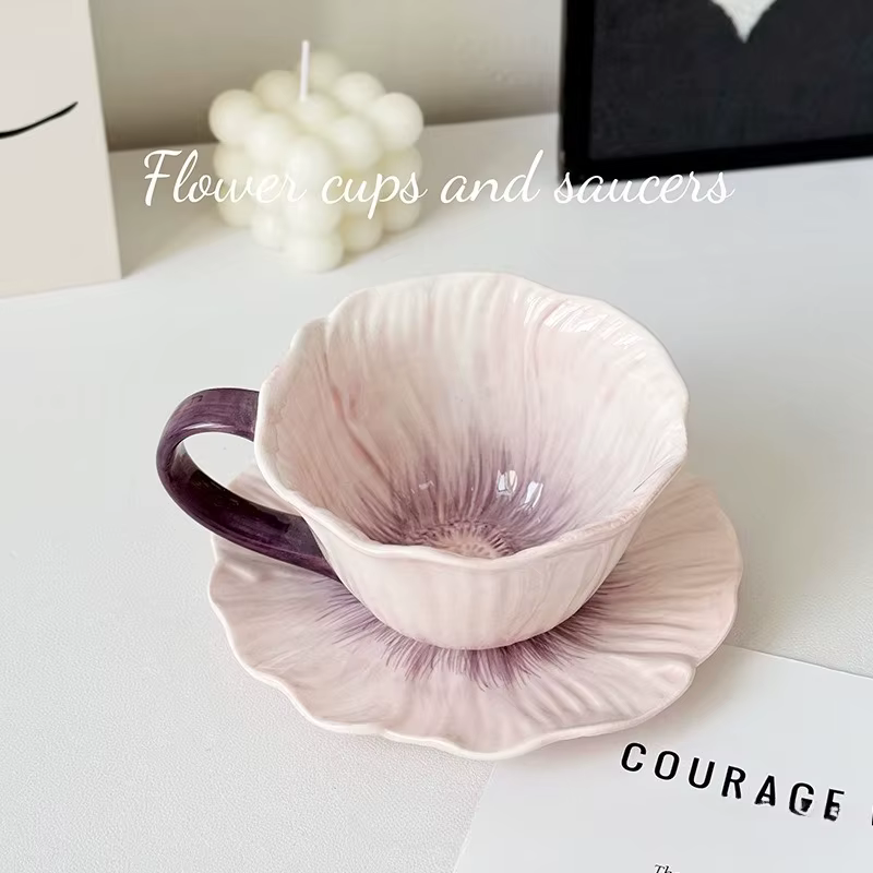 Tasse à café en céramique à fleurs de 350Ml, Design Sense Niche pour femmes, tasses à Latte de grand