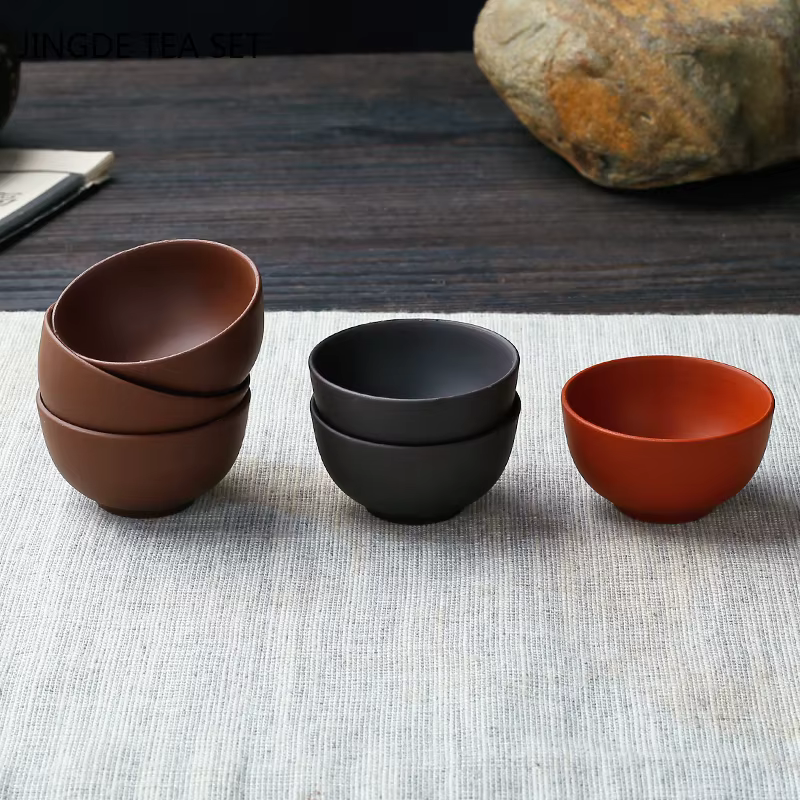 8 pièces/ensemble Yixing tasse à thé en argile violette faite à la main authentique bol à thé Dahong