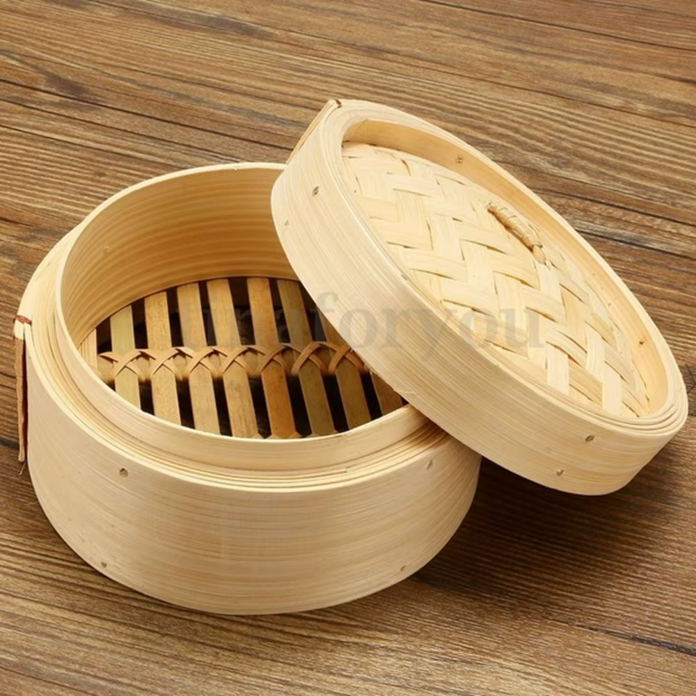 Cuiseur Vapeur en Bambou avec Couvercle, Ustensiles de Cuisine, Marmite, 10/15/20cm