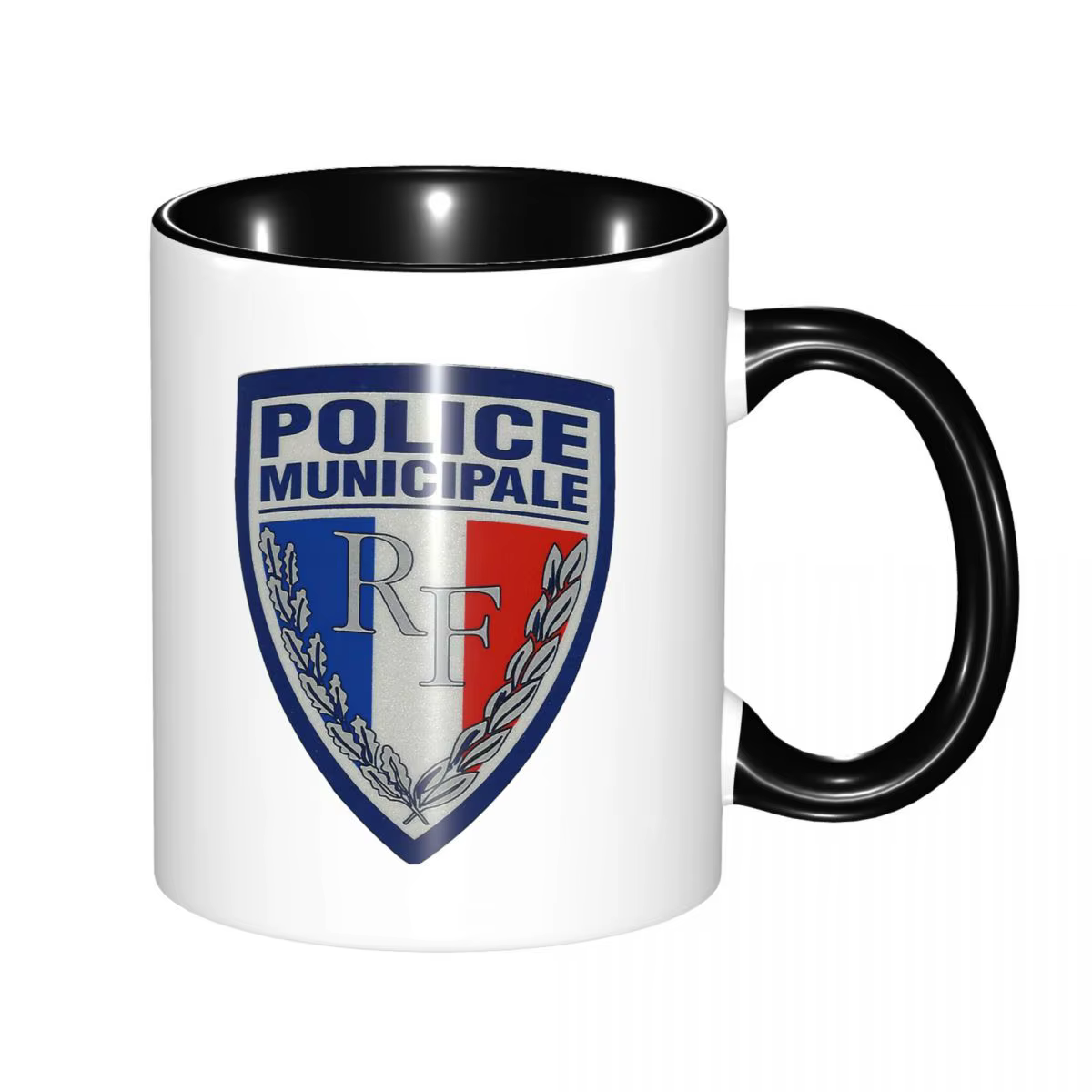 Tasse à café en céramique amusante avec insignes de la police municipale française, tasses à thé, ta