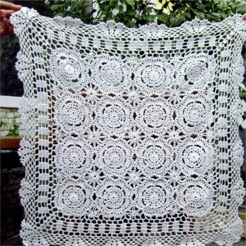 Napperon Corchet fait à la main, tapis de Table en dentelle, couverture de Table, nappe carrée en Cr