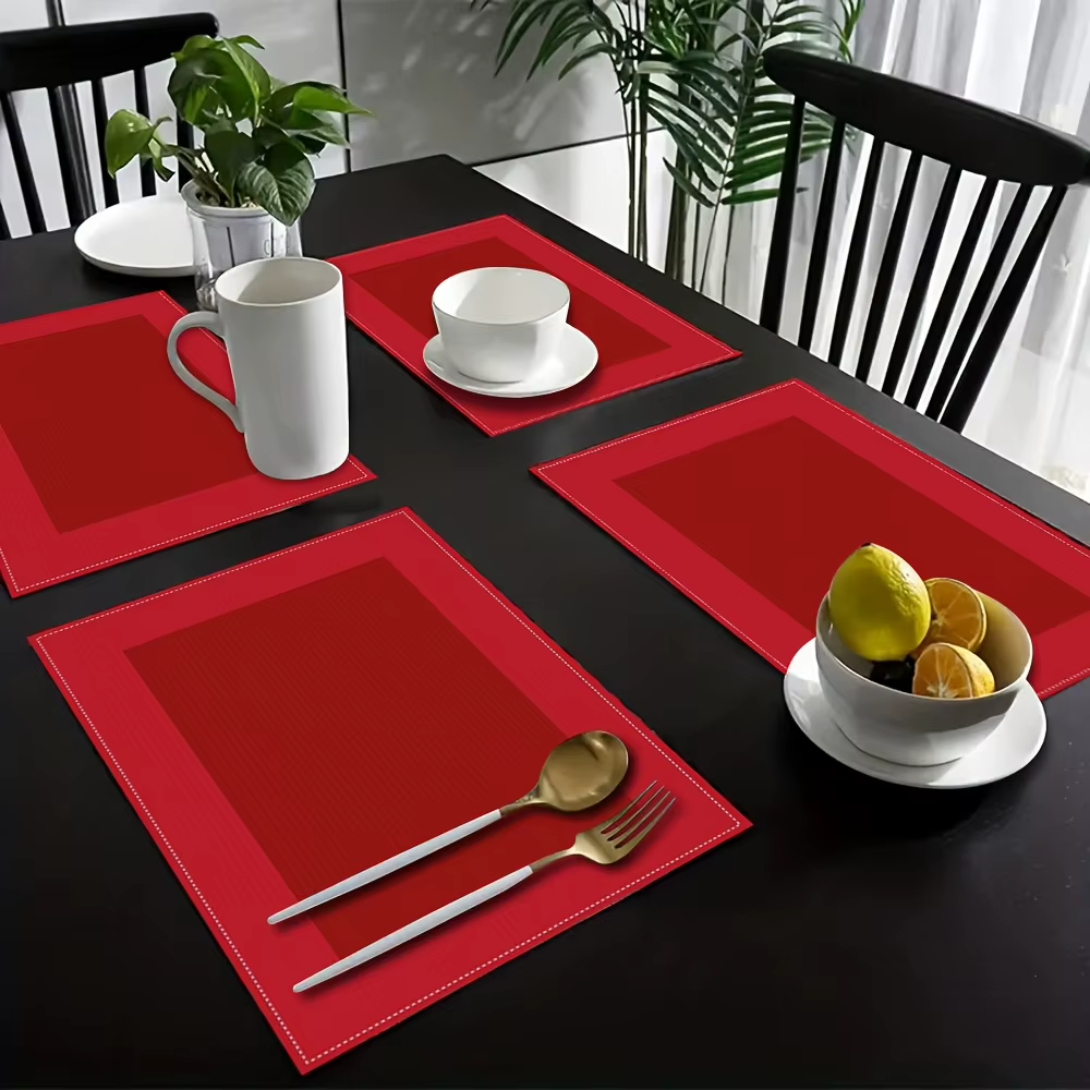 Napperons rouges élégants, résistants à la chaleur, lavables en Machine, salle à manger quotidienne,