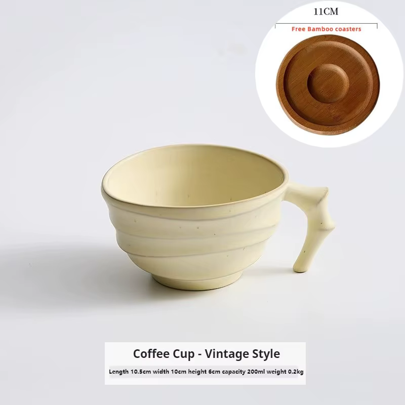 Tasse à café en céramique Vintage faite à la main de 200ml avec soucoupe, tasse à expresso Latte art
