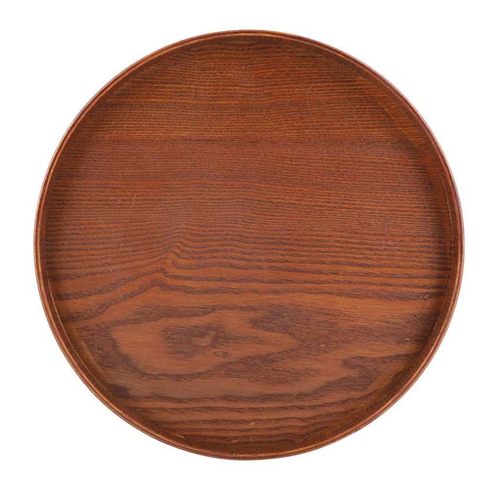 Plateau de service en bois massif pour café, plateau de service en bois brun avec bords surélevés, a