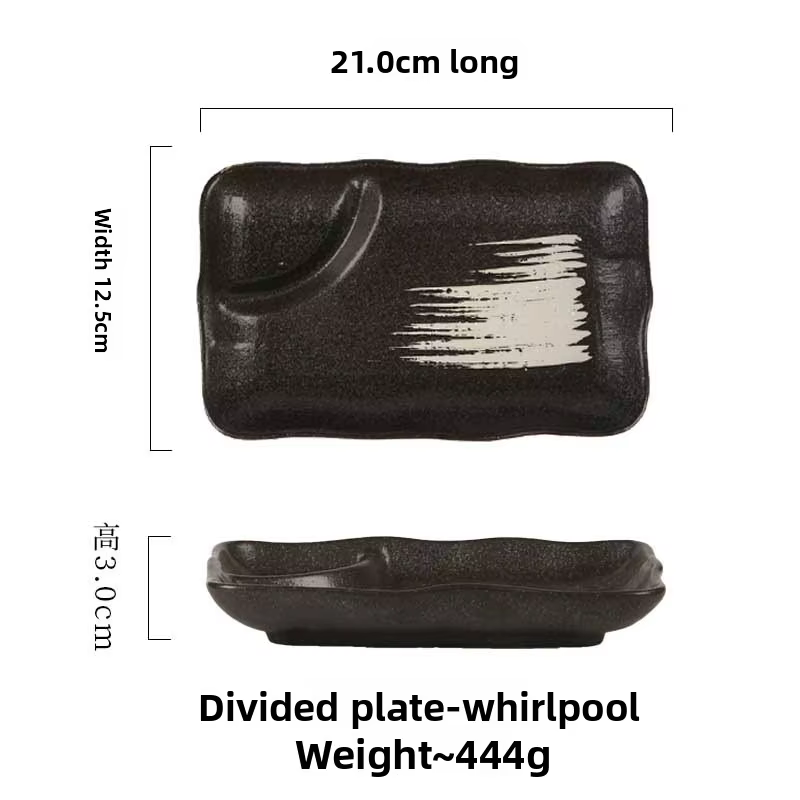 Assiette à boulettes en céramique de style japonais, rectangulaire avec plat à vinaigre, assiette en