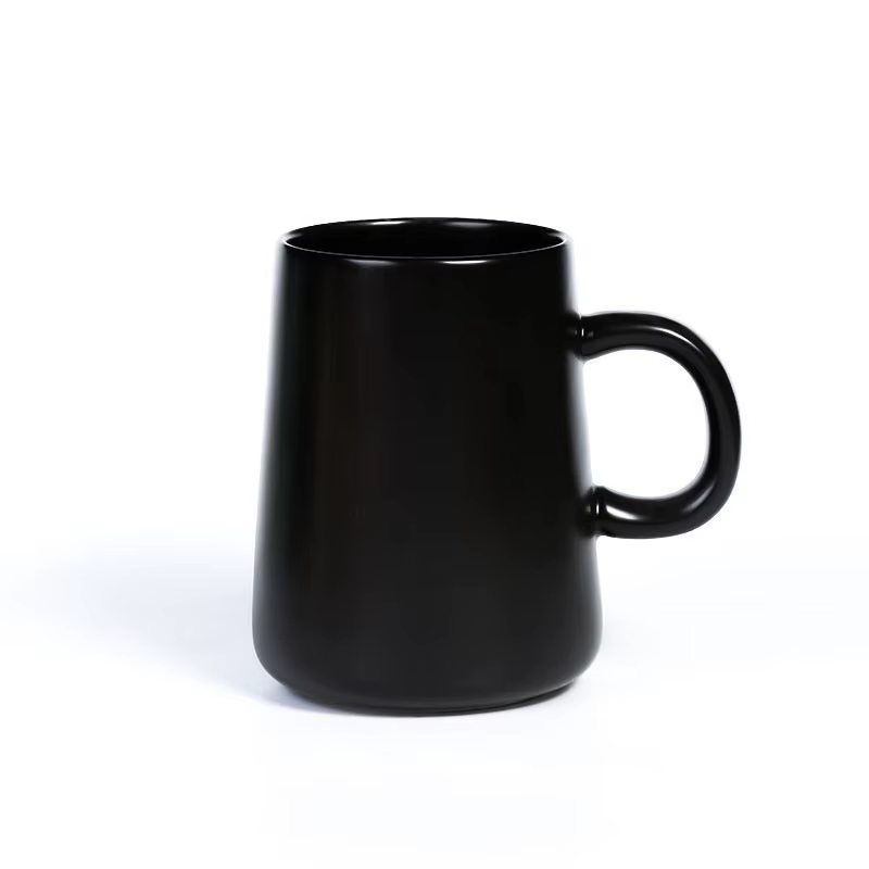 Tasse à café en céramique, Extra Large, couleur unique, givrée, avec cuillère, 450ML