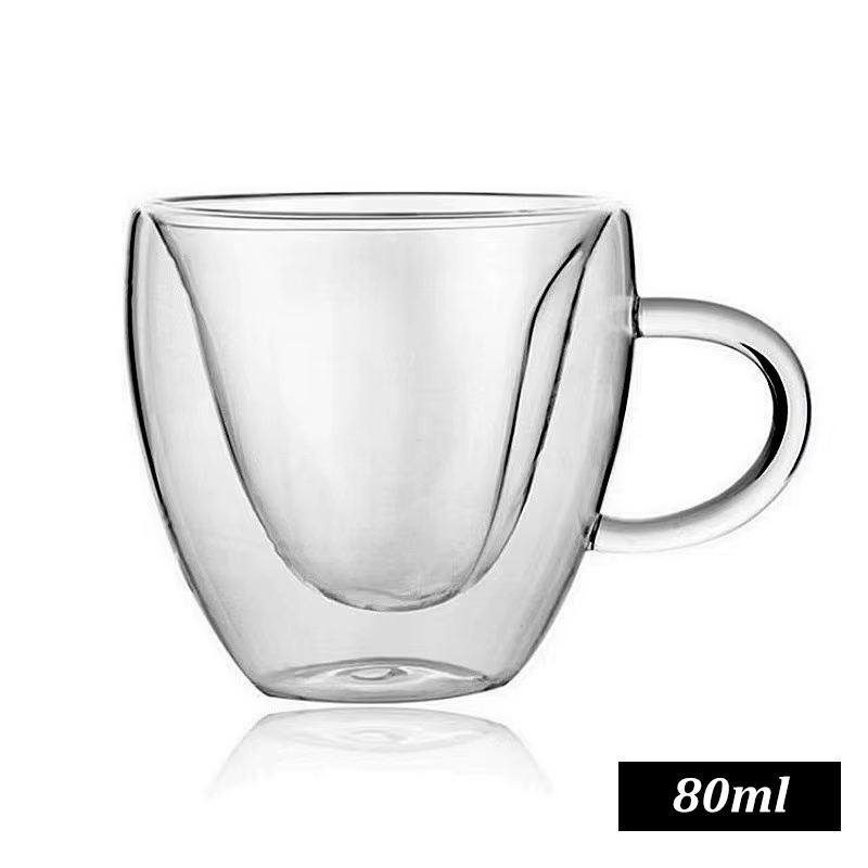 Tasses à café en verre à Double paroi, tasse à lait avec poignée, Cappuccino Latte, boisson chaude, 