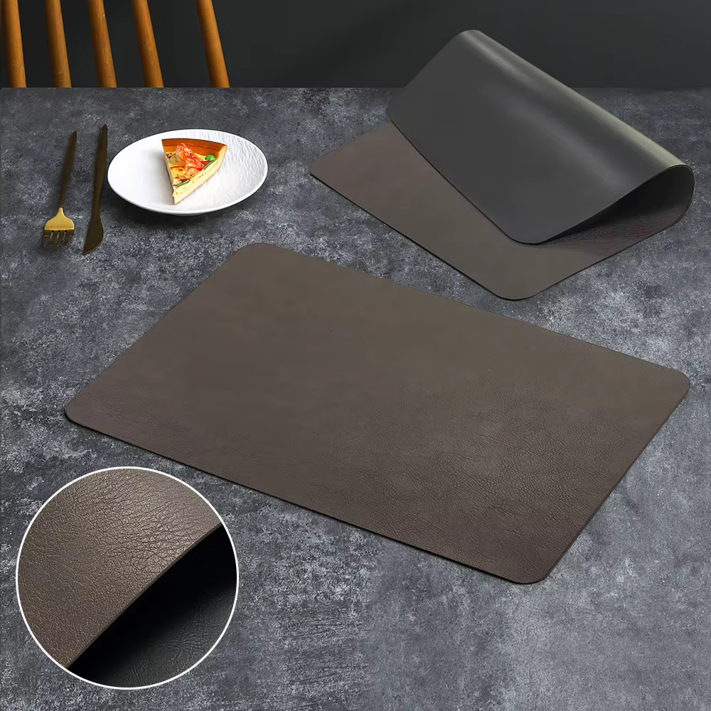 Napperon de luxe en cuir imperméable, Double couche de peau de vache, tapis alimentaire occidental,