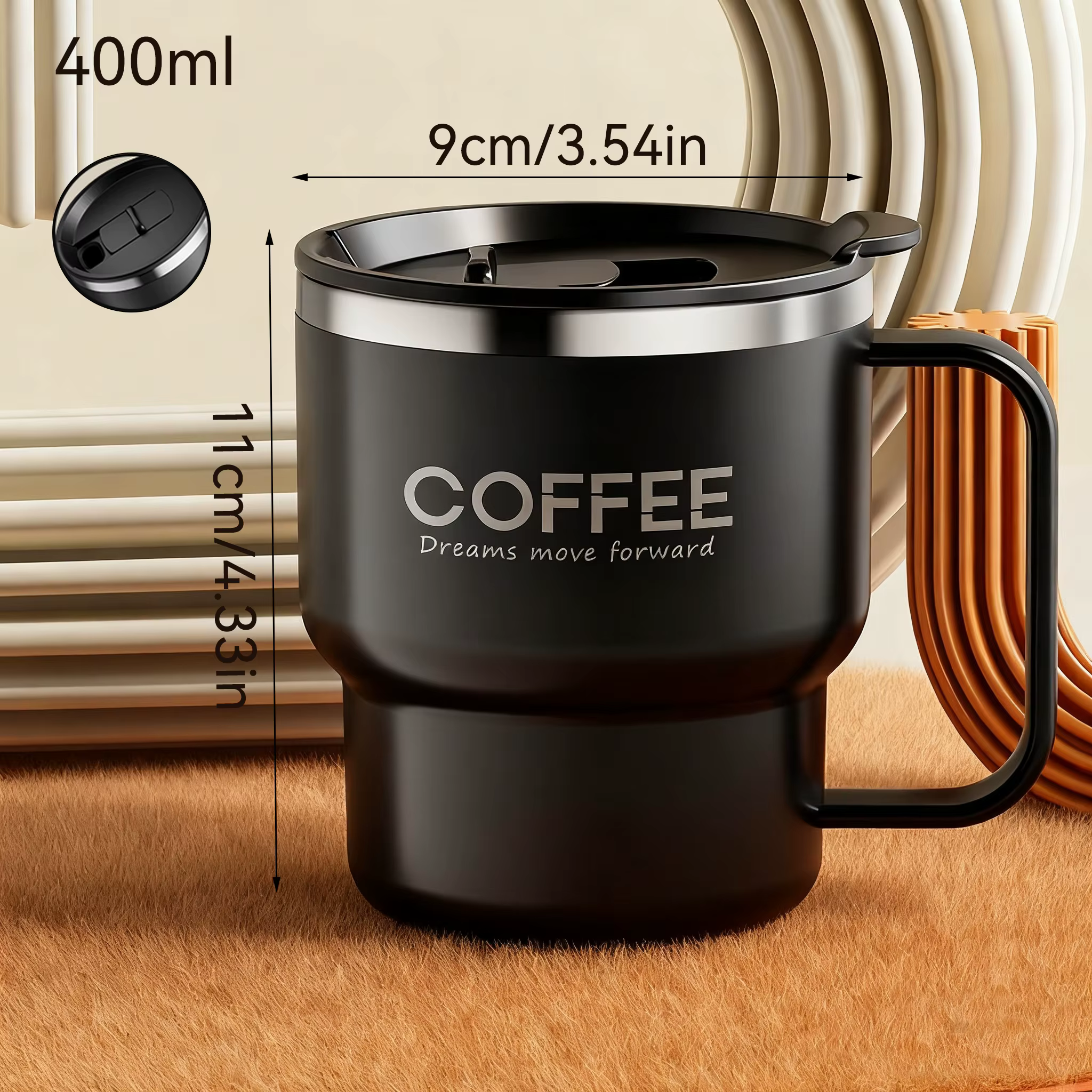 WORTHBUY 304 tasse à café isolée à Double paroi en acier inoxydable avec poignée Portable étudiants
