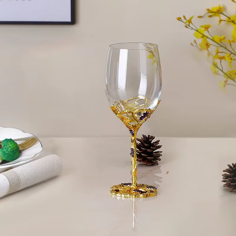 Ensemble de verres à vin rouge en cristal avec document en émail créatif, gobelet de mariage, coupe
