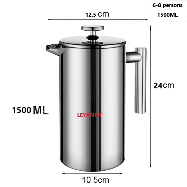 Machine à café expresso en acier inoxydable, 1,5 l/2l, presse française, cafetière à Double paroi is