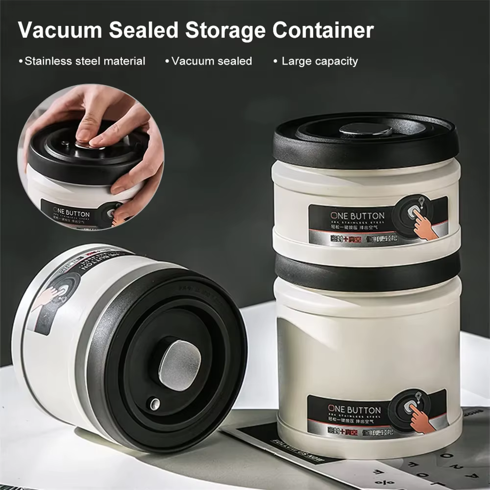 Réservoir scellé sous vide pour grains de café, en acier inoxydable, stockage de noix de thé, boîtes