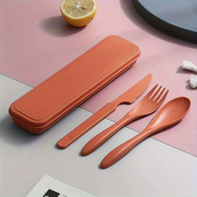 Couverts portables 3 en 1, ensemble d'ustensiles de voyage réutilisables pour la maison, fourchette 
