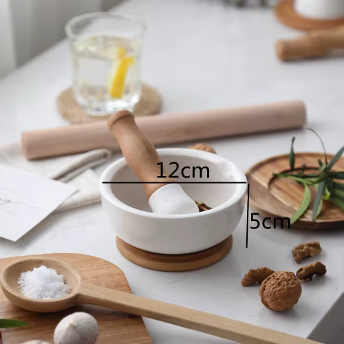 Mortier et pilon en céramique, broyeur à épices, bol de broyage manuel, outils de broyage des alimen