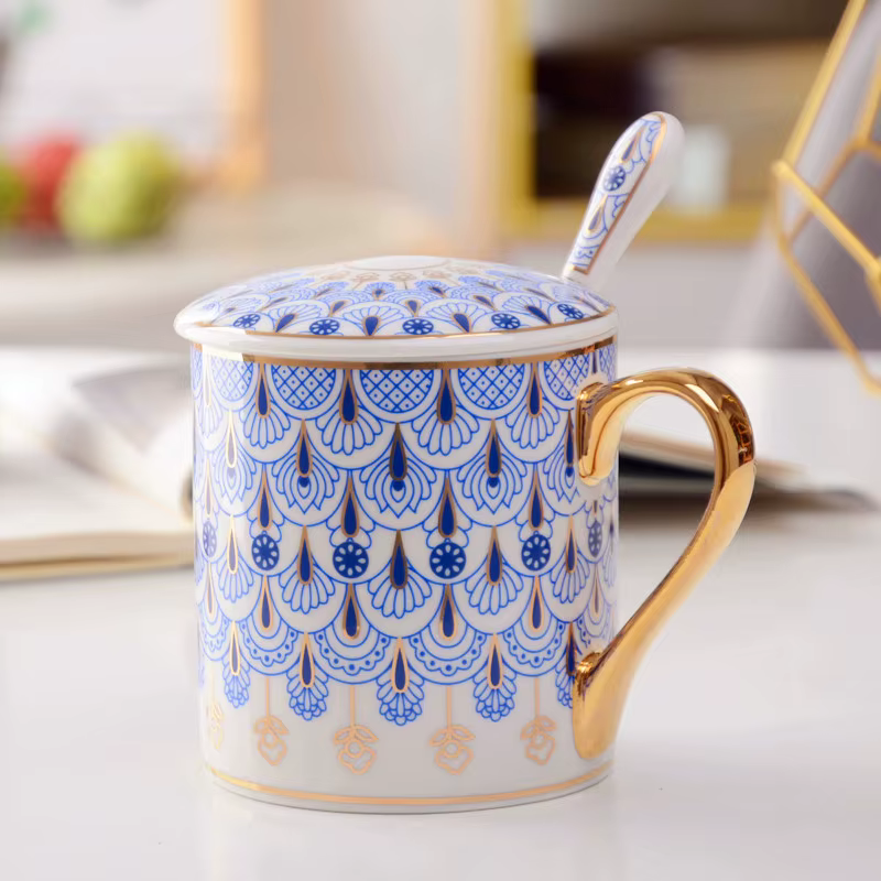 Tasse à café en céramique de style britannique créatif, tasse de couple de luxe léger, tasses à thé